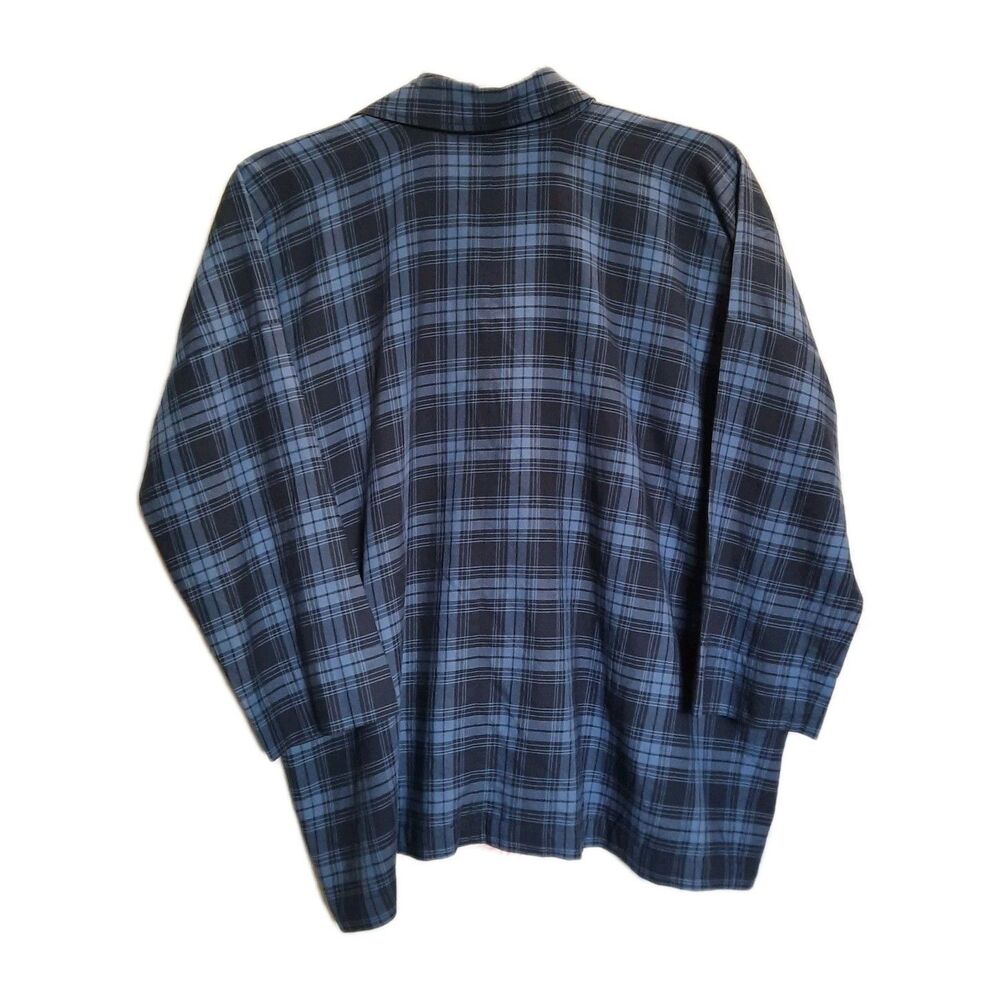 Vince Coastal Blue Plaid Oversized Split V-Neck Pop Over Lightweight Blouse Sz S - Picture 2 of 5